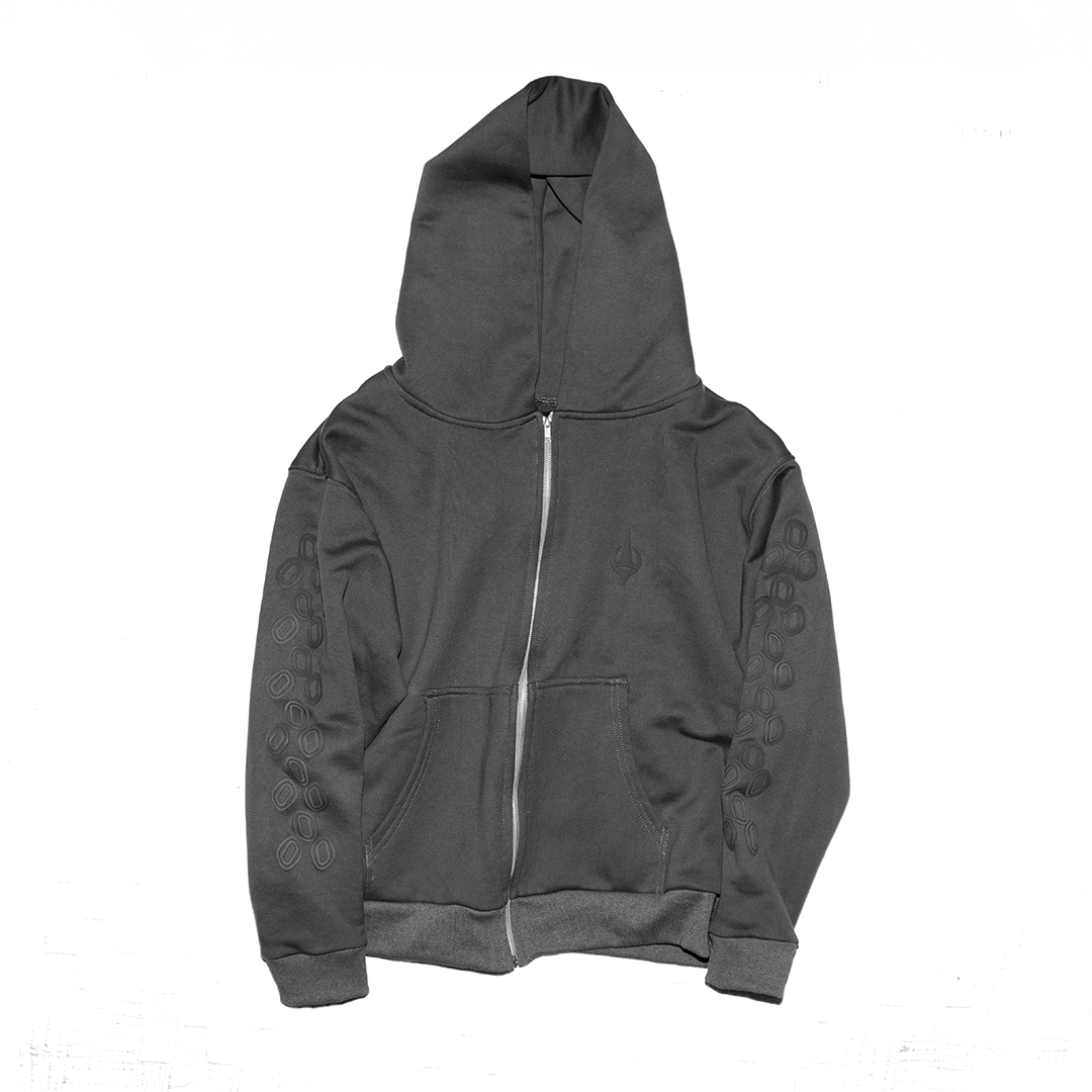 DARK GRAY ZIP-UP HOODIE
