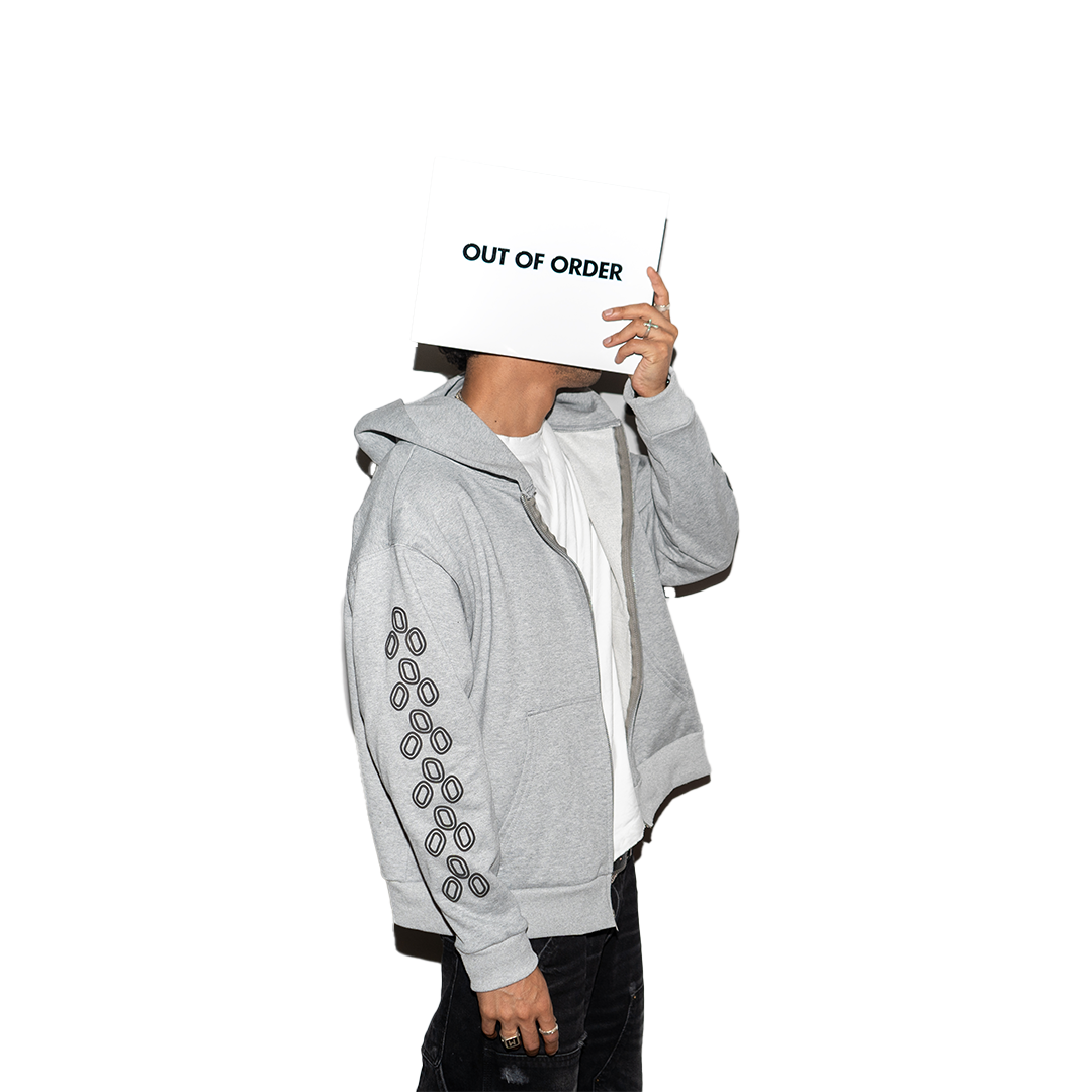 GRAY ZIP-UP HOODIE