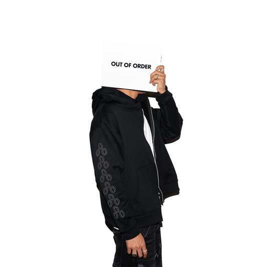 BLACK ZIP-UP HOODIE