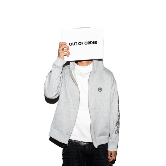 GRAY ZIP-UP HOODIE