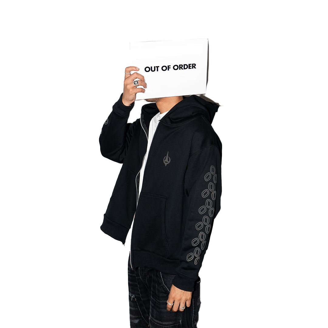 BLACK ZIP-UP HOODIE